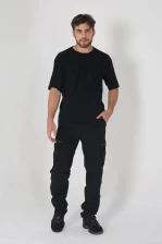 Брюки Карго (вареный хлопок)(Black)
